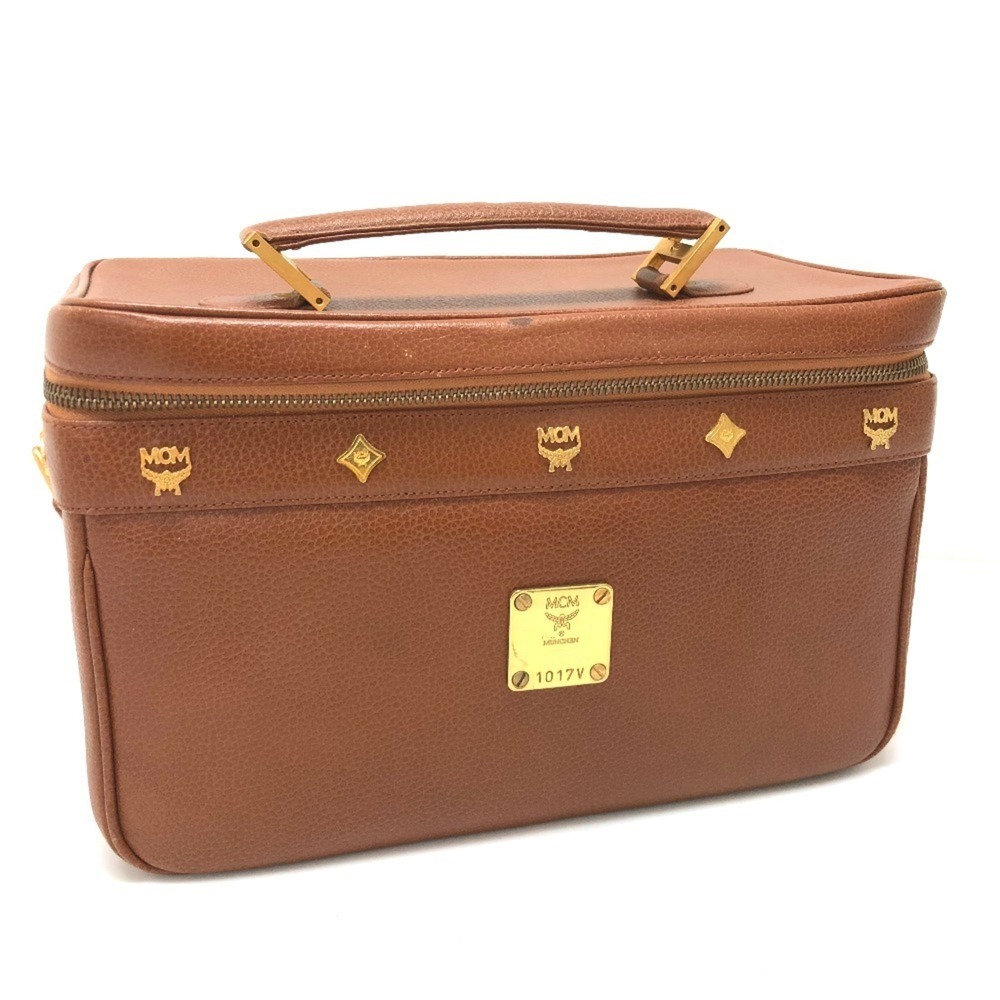 MCM Vanity Bag Box 2-Way Shoulder Handbag Leather Women's Brown